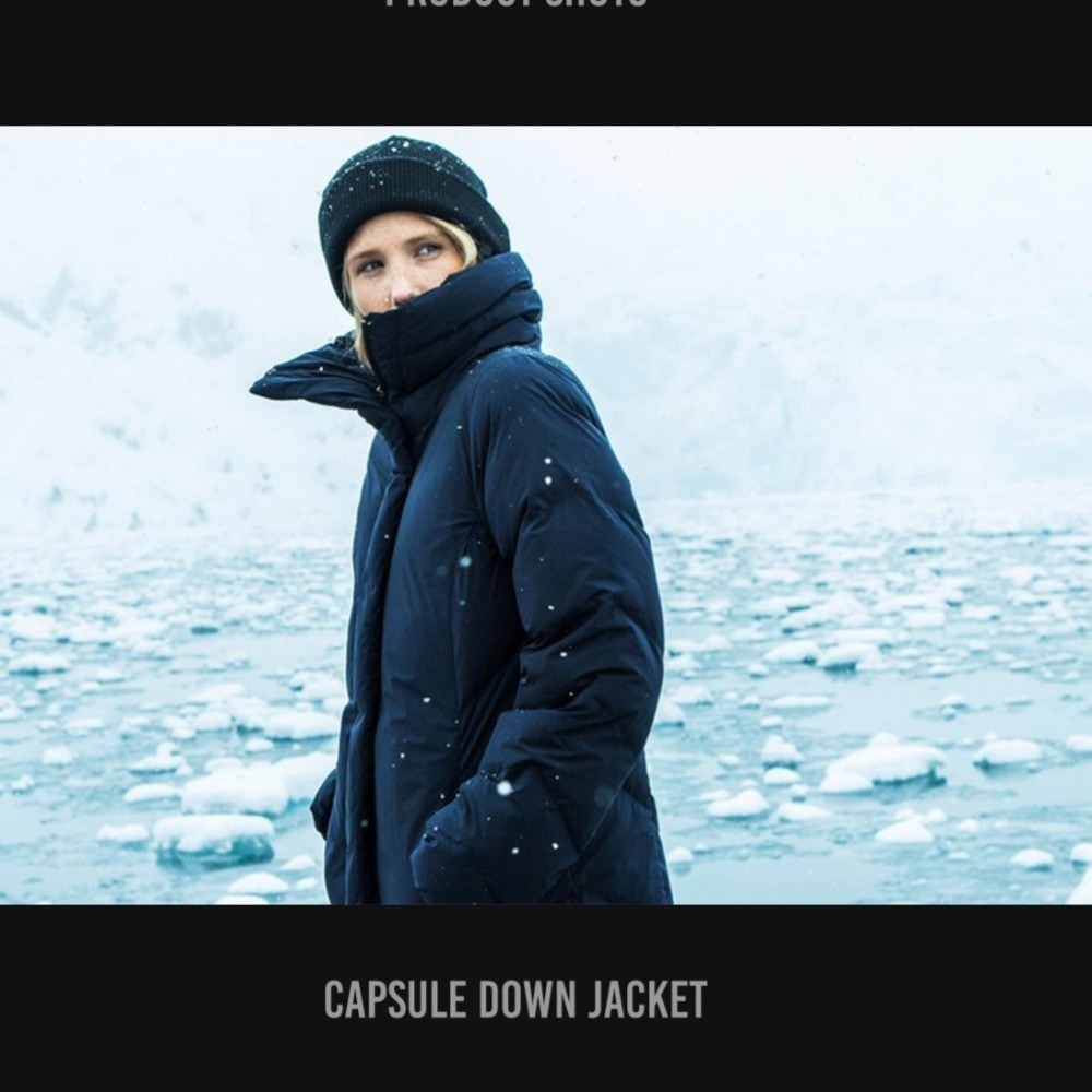 Aether Capsule Gray Goose Down Jacket Luxe Italian Stretch Woven Fabric 2/S Navy